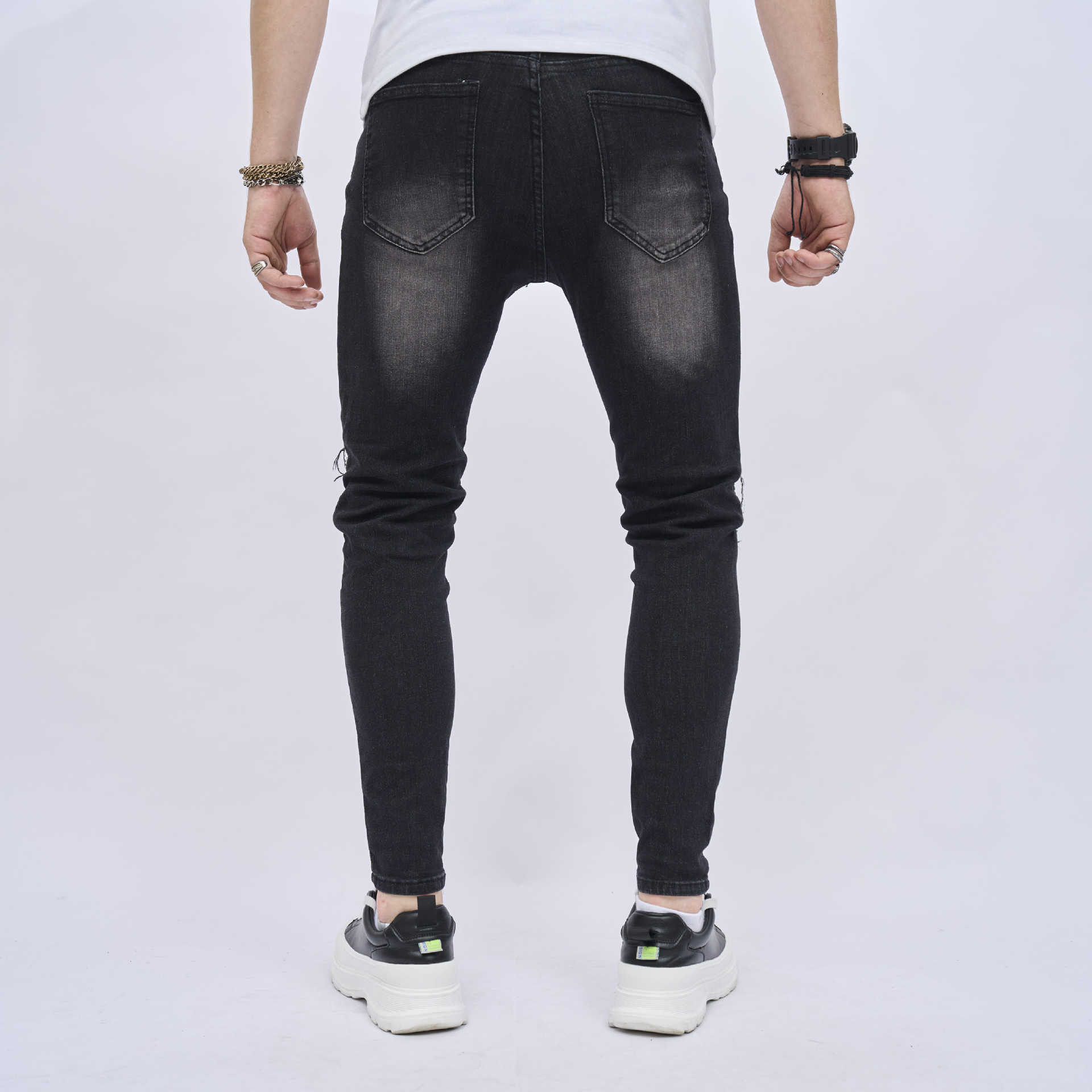 Men's Ripped Slim Stretch Jeans - Image 5