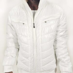 White Puffer Coat With Pockets