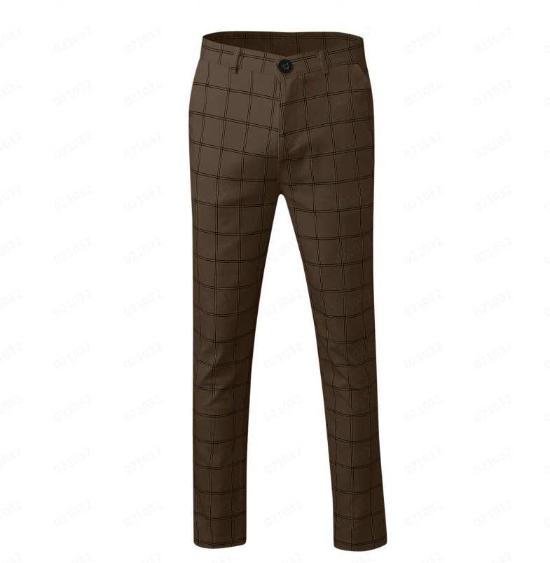 Spring And Autumn Slim Fit Men's Business Casual Pants Long Pants 3D Plaid - Image 10