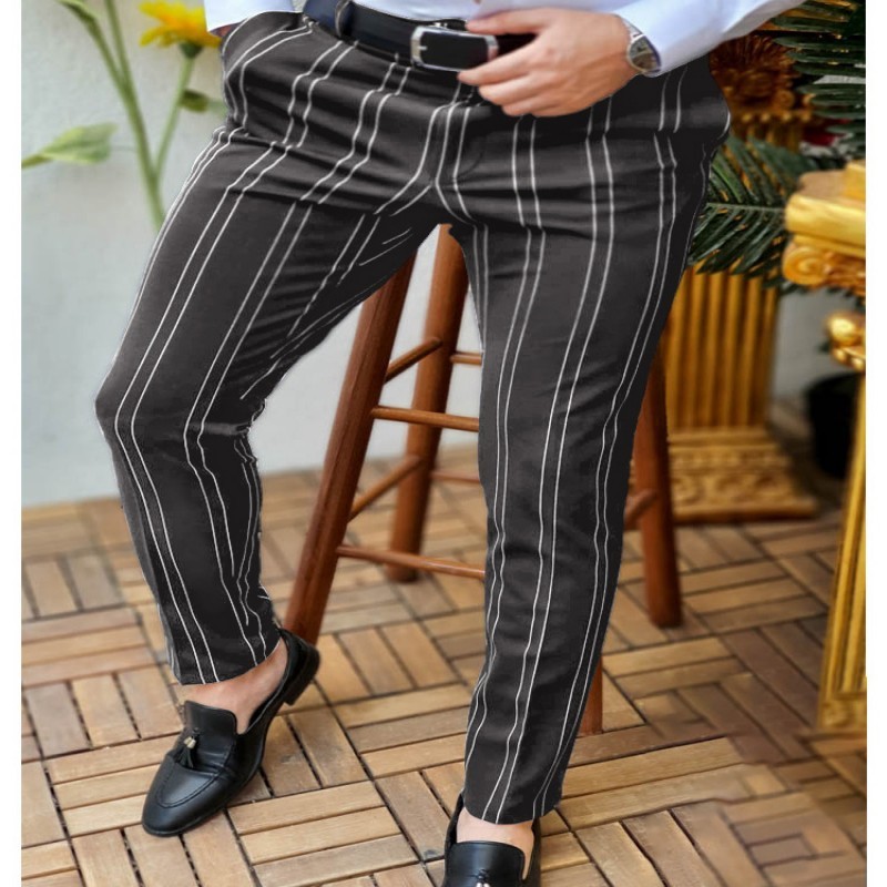 Spring And Autumn Slim Fit Men's Business Casual Pants Long Pants 3D Plaid - Image 3