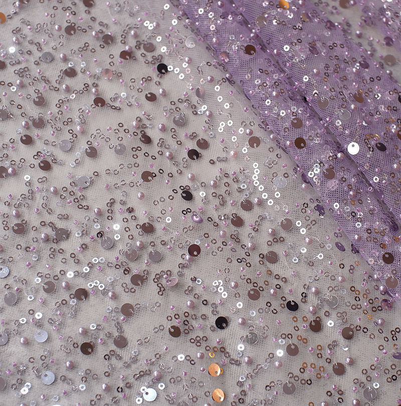 Sequined Pearl Embroidery Lace Asymmetric Single Sleeve Dress - Image 5