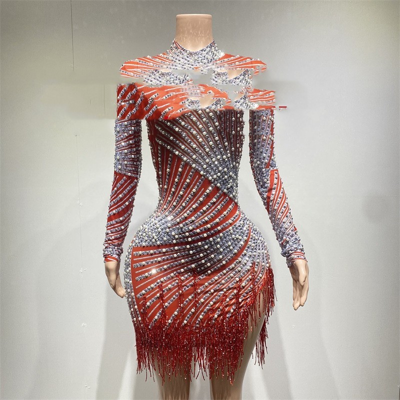 Tassel Dress Birthday Party Long Sleeve Ironing Transparent - Image 8