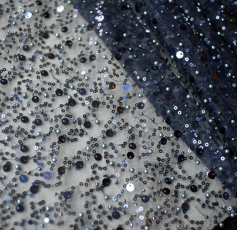 Sequined Pearl Embroidery Lace Asymmetric Single Sleeve Dress - Image 9