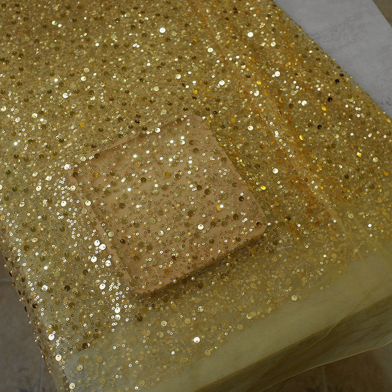 Sequined Pearl Embroidery Lace Asymmetric Single Sleeve Dress - Image 3