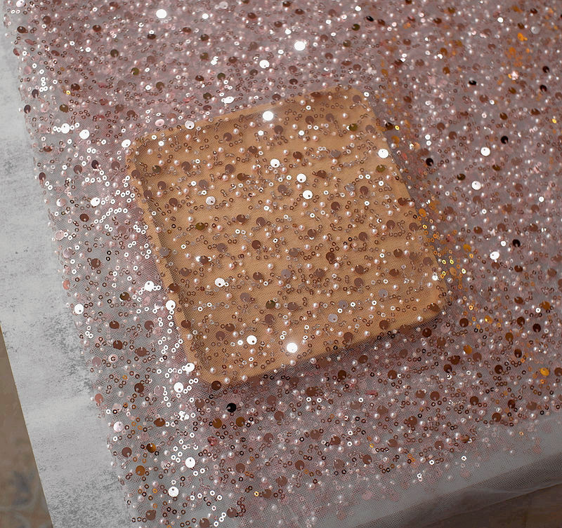 Sequined Pearl Embroidery Lace Asymmetric Single Sleeve Dress - Image 6