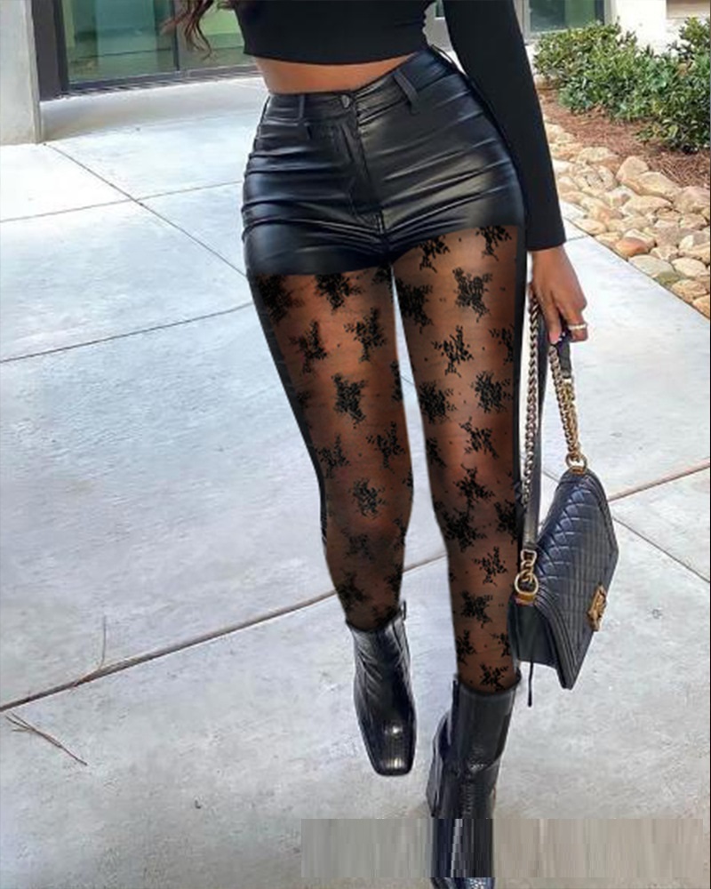 European And American Elastic Feet PU Leather Pants - Image 7