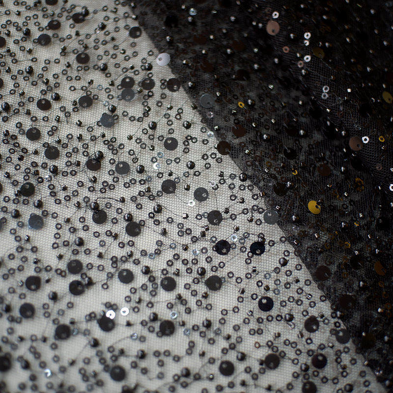 Sequined Pearl Embroidery Lace Asymmetric Single Sleeve Dress - Image 4