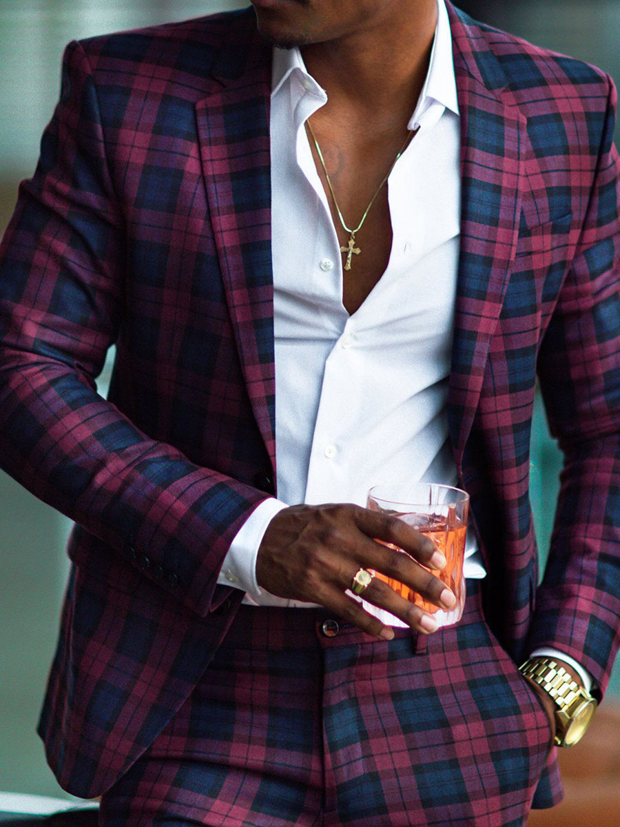 Fashion Plaid Single Breasted Suit Jacket - Image 2