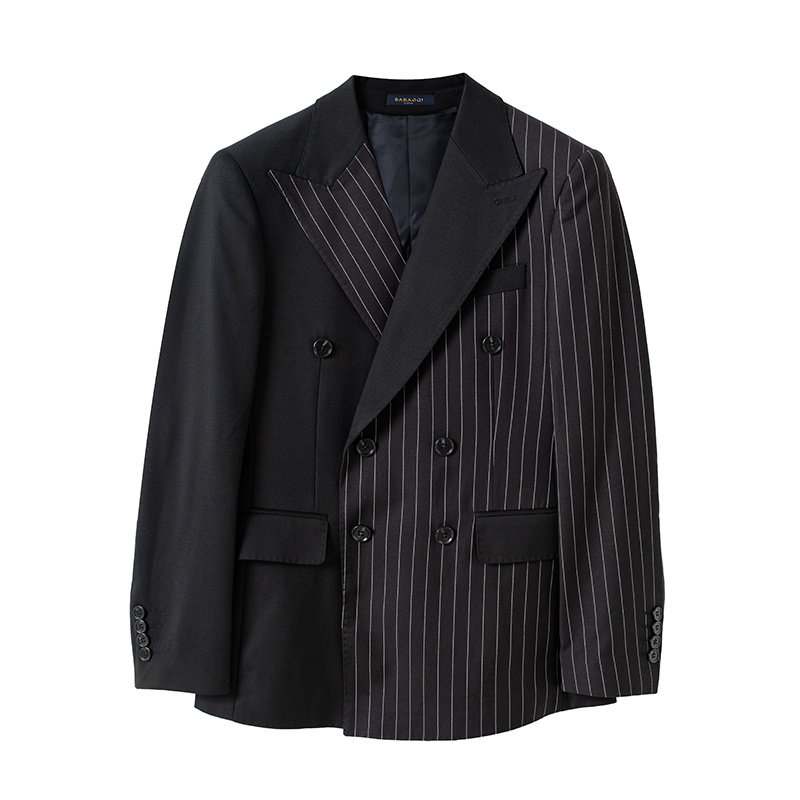 Striped Double Breasted Blazer Men Fashion Tailored Suit - Image 6