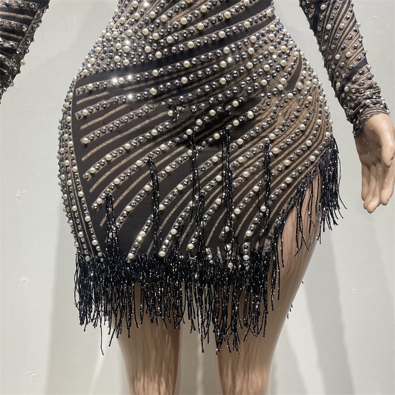 Tassel Dress Birthday Party Long Sleeve Ironing Transparent - Image 6