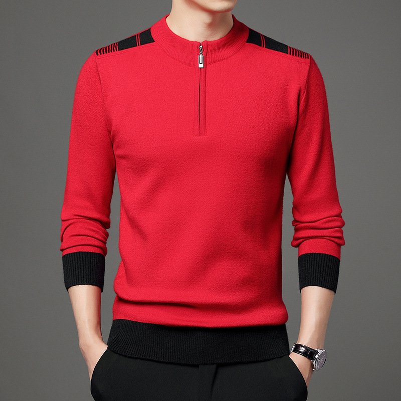 Men's Thickened Knitting Casual Half Zip Sweater - Image 3