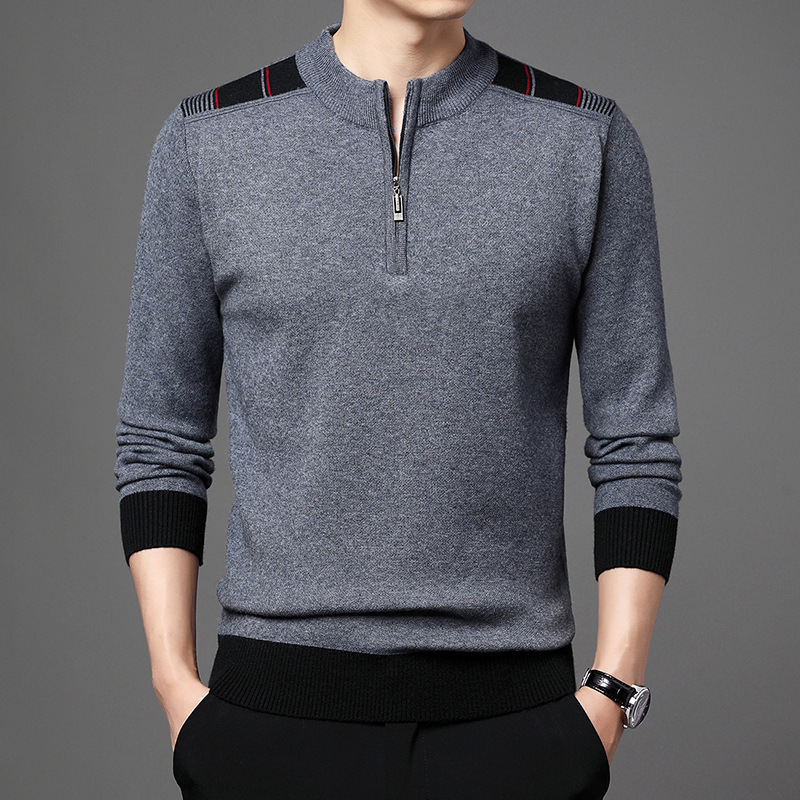 Men's Thickened Knitting Casual Half Zip Sweater - Image 4