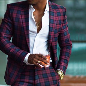 Fashion Plaid Single Breasted Suit Jacket