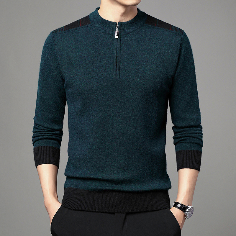 Men's Thickened Knitting Casual Half Zip Sweater - Image 2