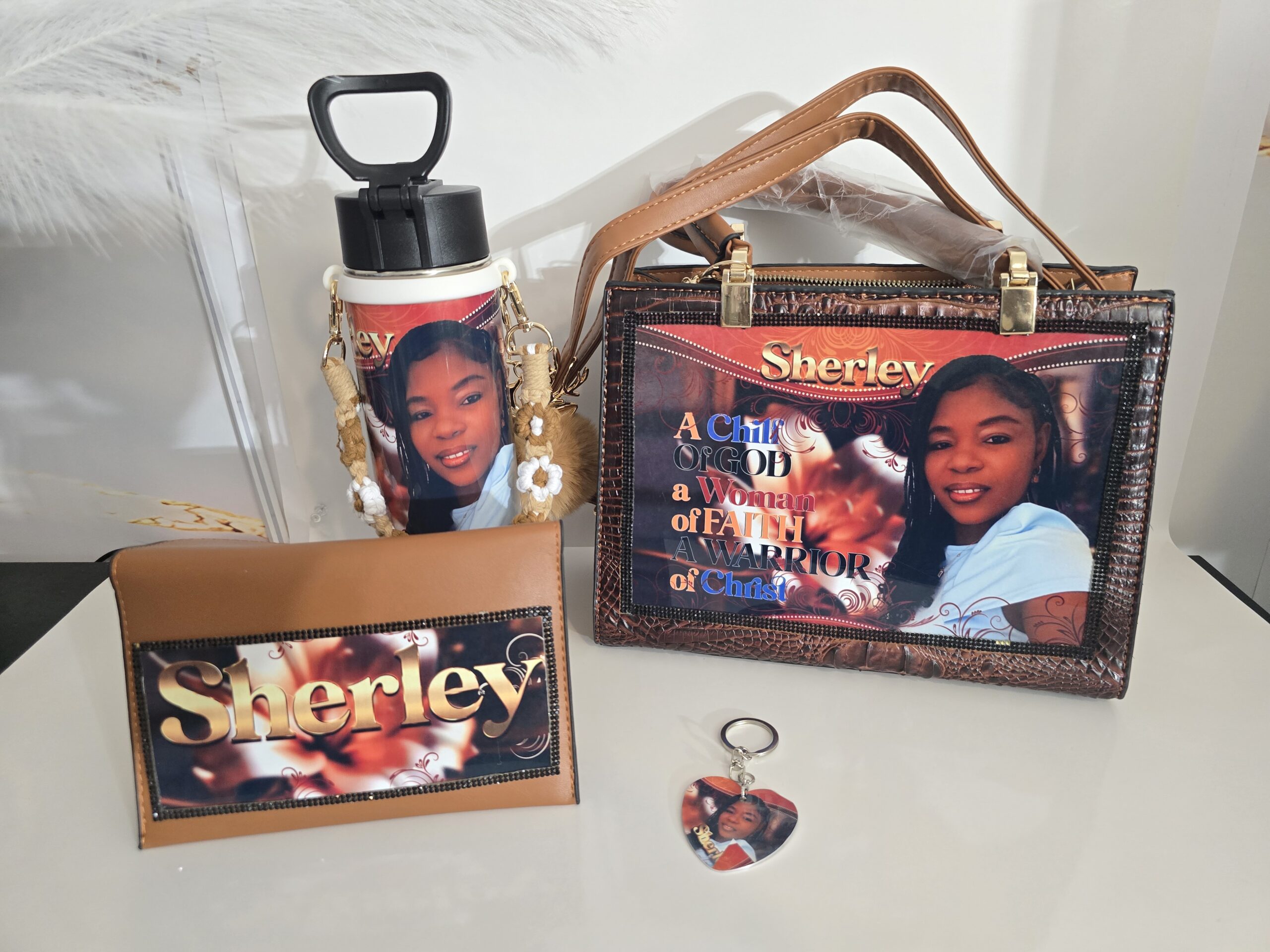 Personalized Leather Handbag Set Women's