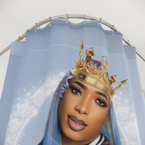 Alternative view of Shower Curtain — Queen Portrait Blue Hair Crowned Bathroom Decor